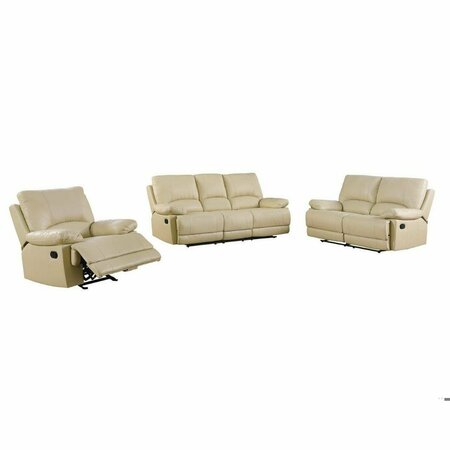 HOMEROOTS 165 in. Stylish Beige Leather Sofa Set 329411